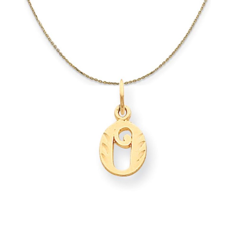 14k Yellow Gold, Isabelle, Mini Letter O Initial Necklace - 16 Inch